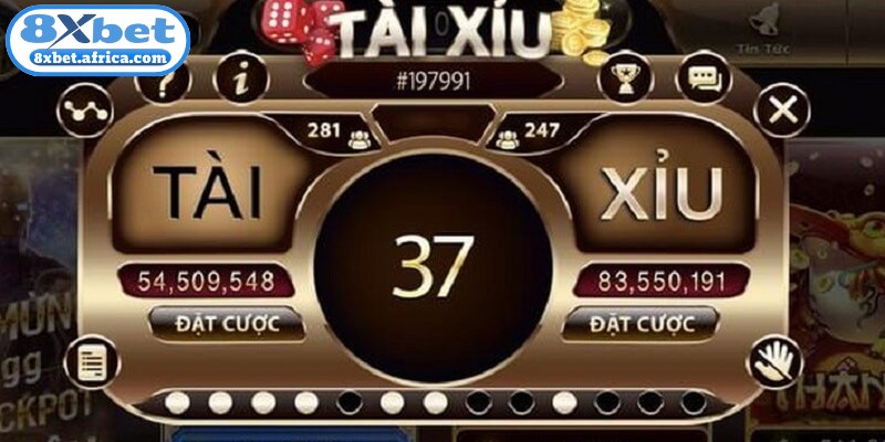 Giao diện sảnh cược Tài xỉu 8XBET đẳng cấp với bảng kết quả trực quan